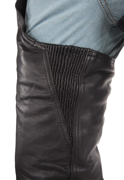 Biker Leather Chaps With Thigh Stretch for Men or Women - SKU C332-01-DL