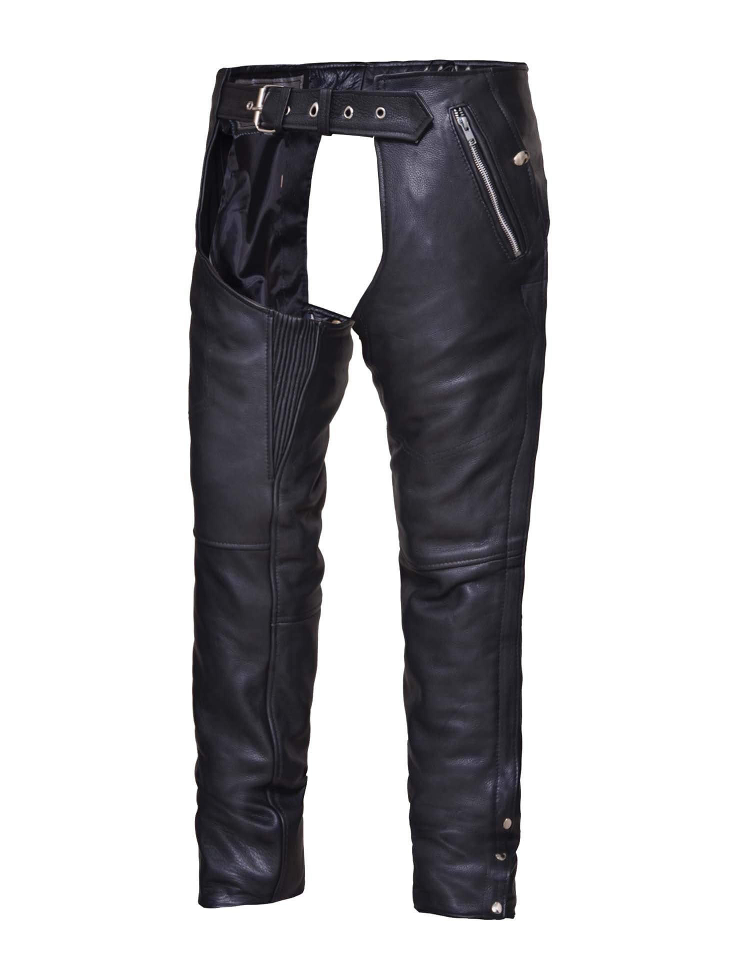 Leather Motorcycle Chaps - Men's Women's Unisex - 4 Pocket - 7145-UN