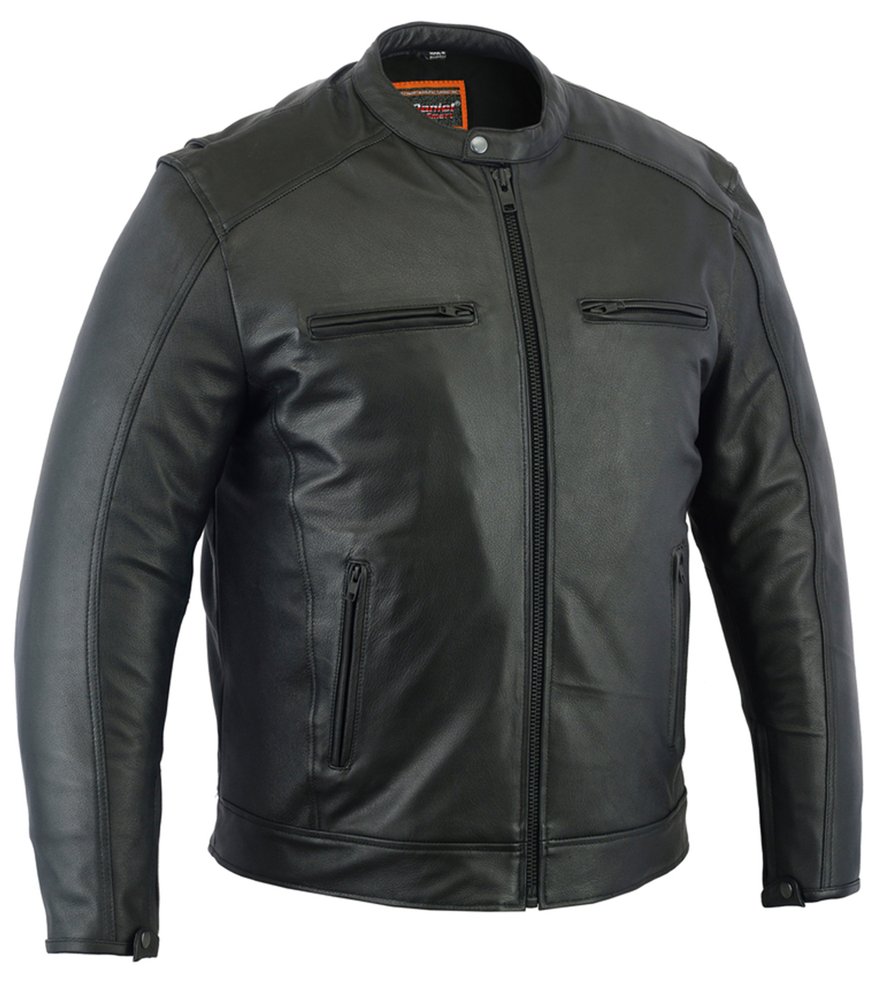 Men's Leather Cruiser Jacket - Concealed Carry Gun Pockets - DS735-DS. Up To Size 6XL