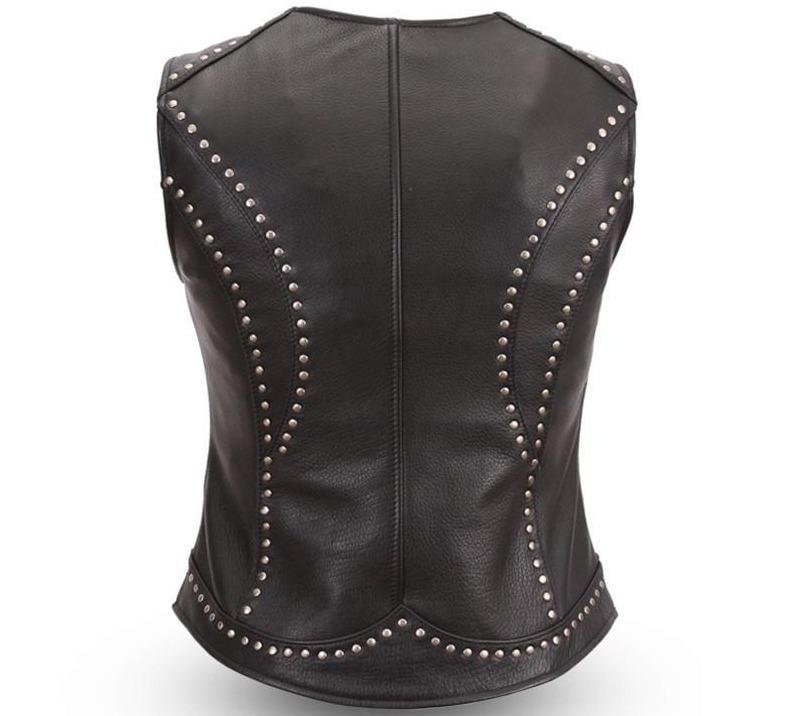 Motorcycle Leather Vest - Women's - Taylor - FIL560-NOC-FM Motorcycle Leather Vest - Women's - Taylor - FIL560-NOC-FM