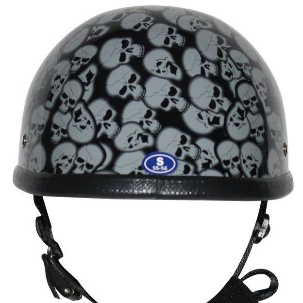 Novelty Motorcycle Helmet - Gray Skull Boneyard - Shorty - H6401-GREY-DL