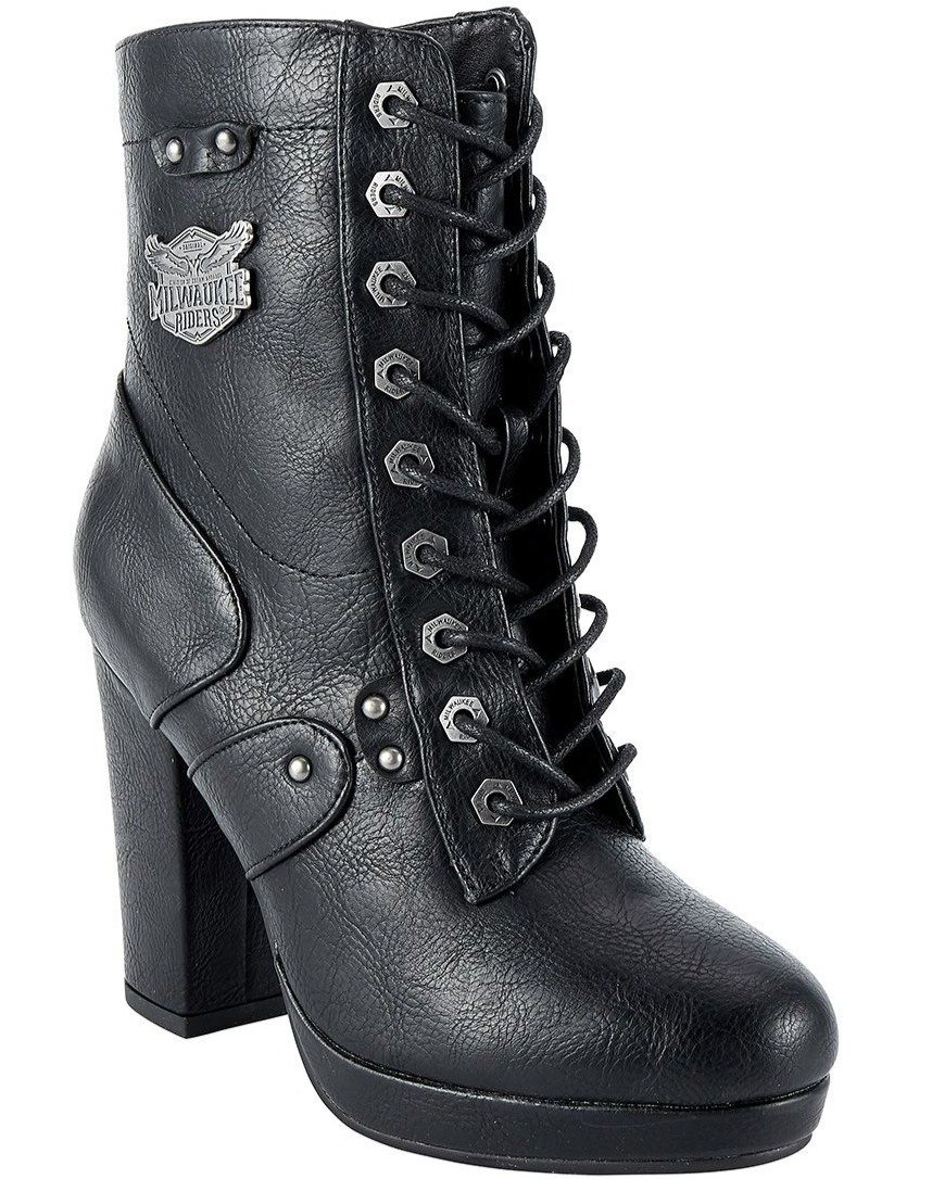 Motorcycle Boots - Women's - Chunky Heel - Inside Zipper - MR-BTL7004-DL