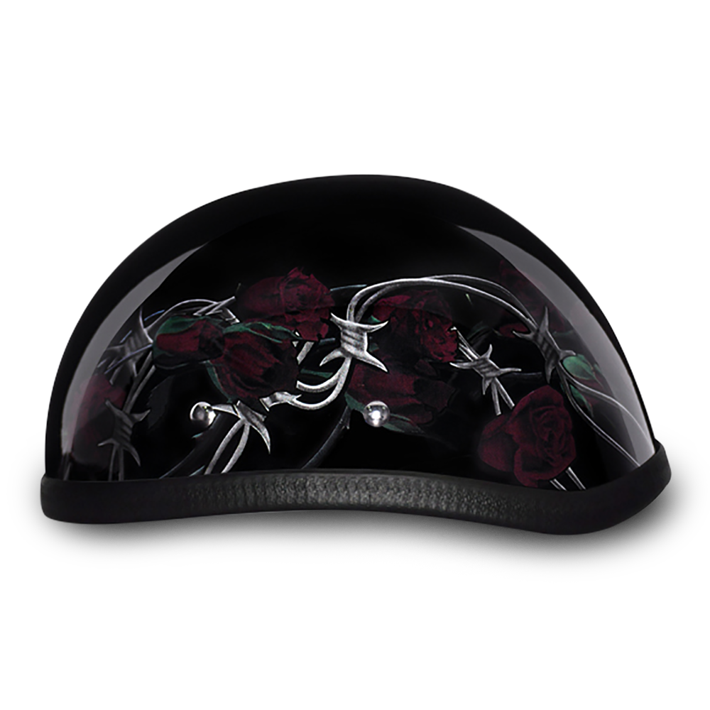 Novelty Motorcycle Helmet - Barbed Roses - Eagle Shorty - 6002BRO-DH