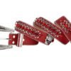 Unisex Rhinestone Bling Belt - Red and Silver - Skulls - Rhinestones - Faux Leather - FBL22-DL