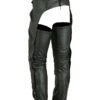 Men's Leather Chaps - Motorcycle - Unisex - Double Deep Pocket - Up To 9XL - DS-404-DS