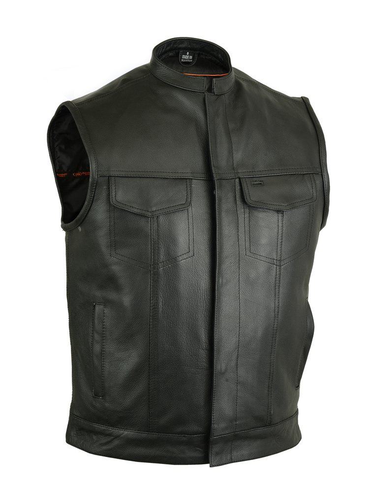 Leather Motorcycle Vest - Men's - Upgraded Club - Up To 12XL - DS188-DS