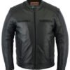 Men's Leather Cruiser Jacket - Concealed Carry Gun Pockets - DS735-DS. Up To Size 6XL