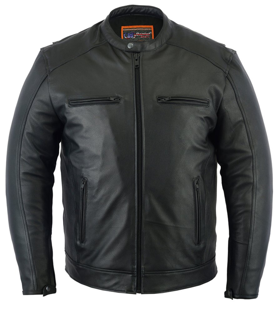 Men's Leather Cruiser Jacket - Concealed Carry Gun Pockets - DS735-DS. Up To Size 6XL