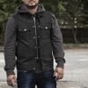 Rook - Men's Motorcycle Denim Vest with Gray/Black Base Hoodie - SKU FIM697DMH-FM