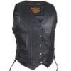 Leather Motorcycle Vest - Women's - Black - Longer - LV221-LONG-DL