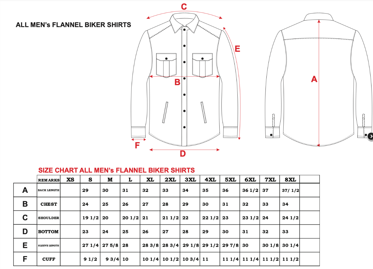 Flannel Motorcycle Shirt - Men's - Gray and Black - Armor - Up To Size 8XL - TW136-20-UN