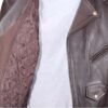 Embossed Eagle Retro Brown Motorcycle Jacket with Side Laces and Live To Ride - SKU MJ703-09-DL