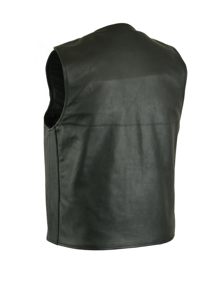 Leather Motorcycle Vest - Men's - Gun Pockets - Buffalo Nickel Snaps - Up To 8XL - DS125-DS