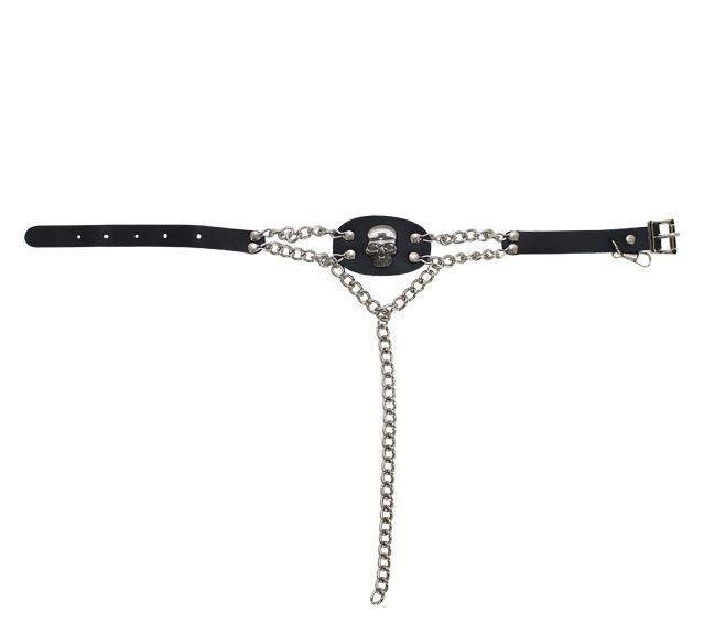 Pair of Women's Biker Boot Chains - Chrome Skull - BCN101-DL