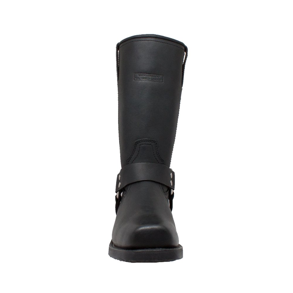 Women's Black Leather 12" Harness Motorcycle Boots - Biker Boots - 2442-DS