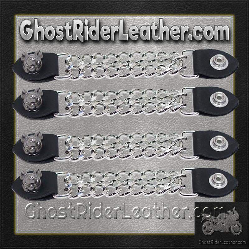 Set of Four Smiling Hog Vest Extenders with Chrome Chain - AC1055-DL