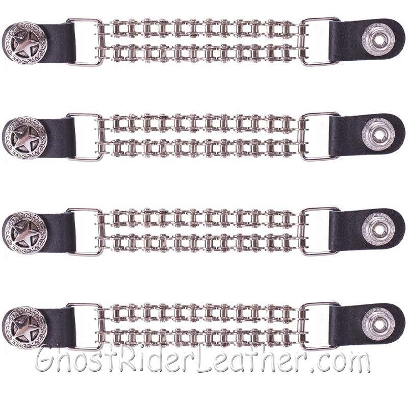 Set of Four Texas Star Vest Extenders with Chrome Motorcycle Chain - AC1063-BC-DL