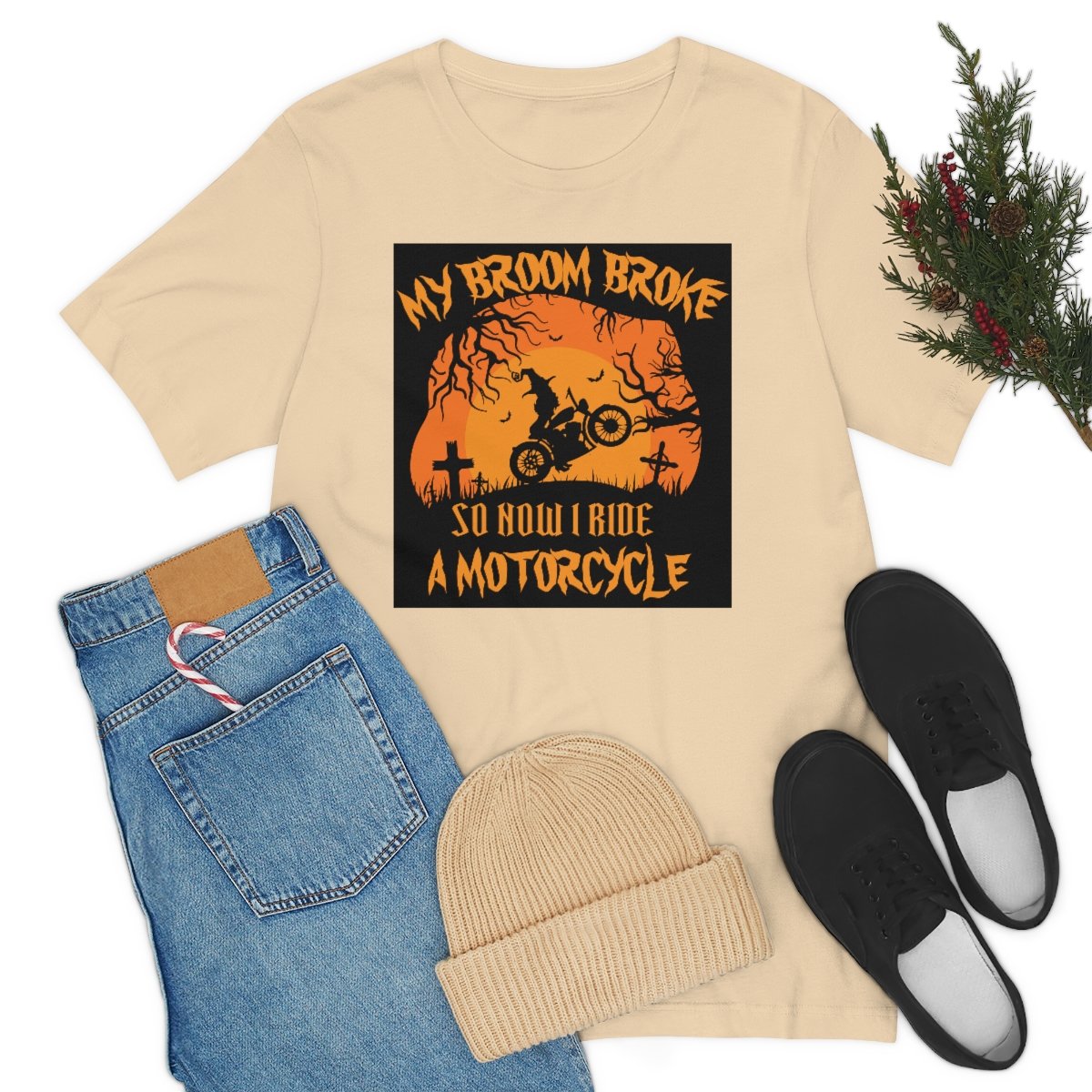 My Broom Broke So I Ride A Motorcycle - Halloween - Unisex Jersey Short Sleeve Tee