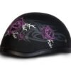 Novelty Motorcycle Helmet - Tribal Purple Rose - Eagle Shorty - 6002SPR-DH