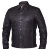 Men's Leather Shirt Jacket - Rub Off Brown - 867-RUB-UN.