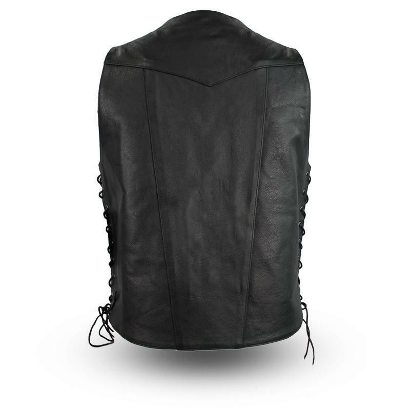 Leather Motorcycle Vest - Men's - Western - Up To 8XL Tall - Top Biller - FIM630CDMT-FM