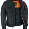 Leather Motorcycle Jacket - Men's - Biker - Up To 8XL - Racer - DS701-DS