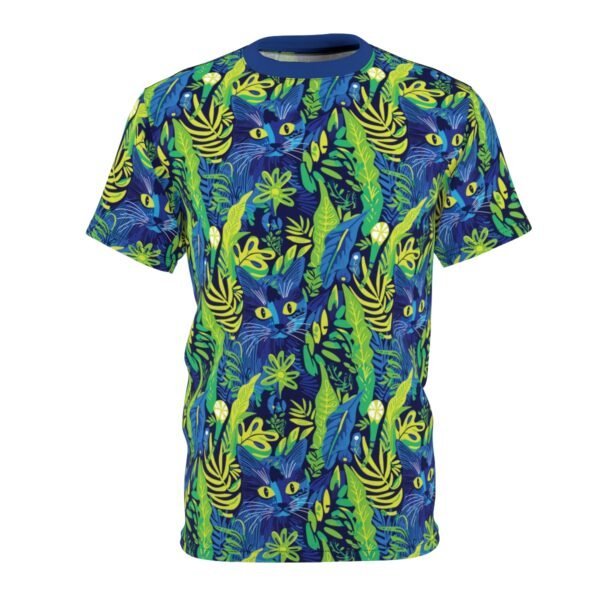 Cat Hiding in the Plants - Blues Greens Yellow - Multi Colors - Unisex Tee - T-Shirt