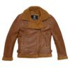 Leather Motorcycle Jacket - Women's - Dark Cognac Faux Wool Lining - WBL1404-COG-FM