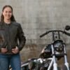Leather Motorcycle Racing Jacket - Women's - Distressed - Trickster - FIL164SDC-FM