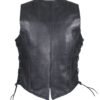 Leather Motorcycle Vest - Women's - Black - Longer - LV221-LONG-DL