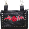 Leather Belt Bag - Red - Rose Design - Handbag - BAG35-EBL6-RED-DL