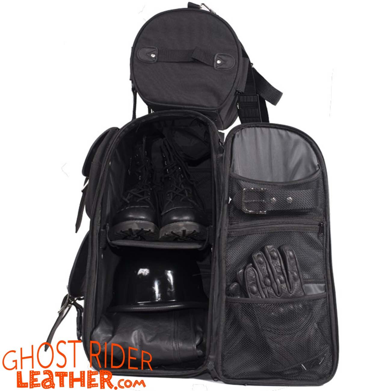 Sissy Bar Bag - Studs - Medium - PVC and Textile - Motorcycle Gear - SB11-MED-STUD-DL