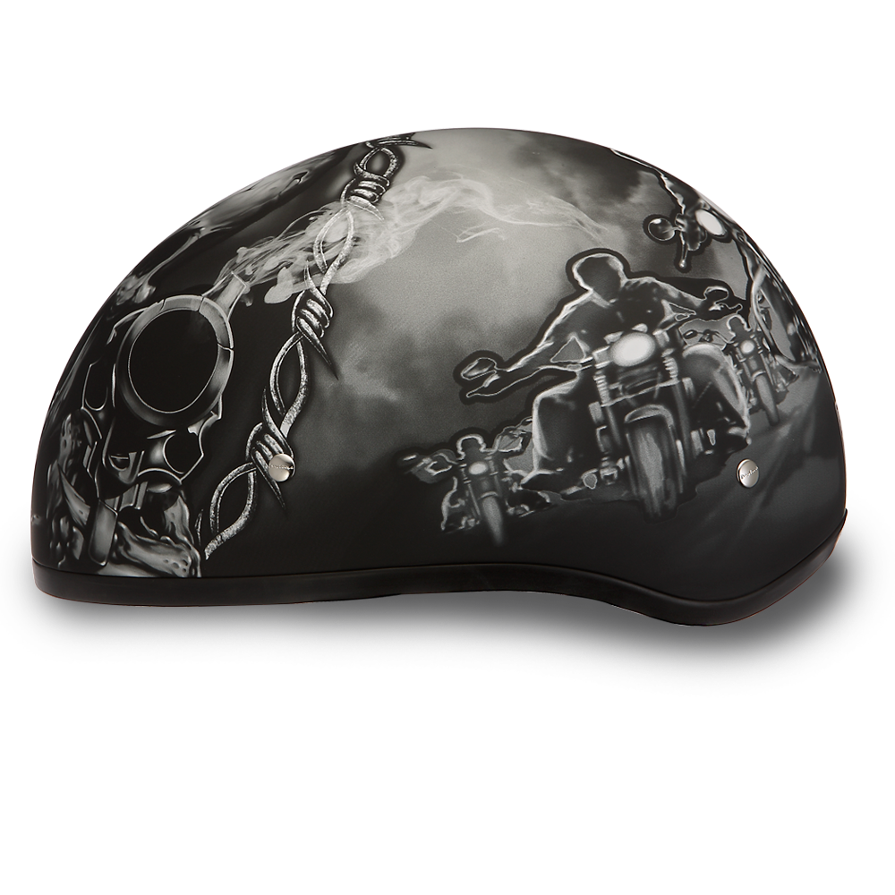 DOT Motorcycle Helmet - Skull - Smoking Guns - Shorty - D6-G-DH