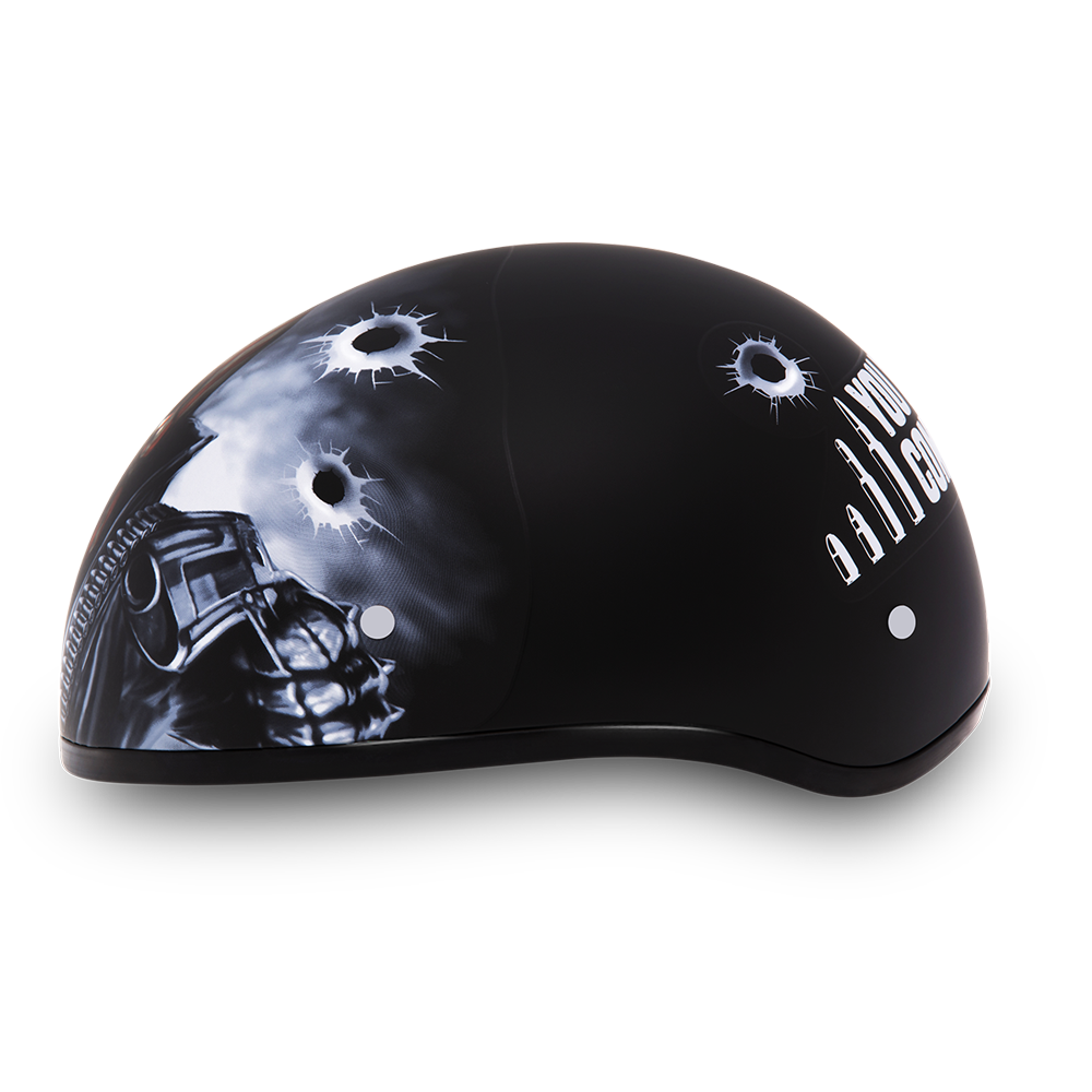 DOT Approved Motorcycle Helmet - Skull and Come Get 'Em - Shorty - D6-CG-DH