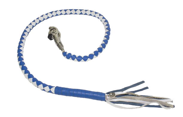 Get Back Whip - 42 Inches - White and Blue Leather - Motorcycle Accessories - GBW16-11-DL