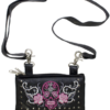Leather Belt Bag - Hot Pink - Sugar Skull Roses - Handbag - BAG35-EBL14-PINK-DL
