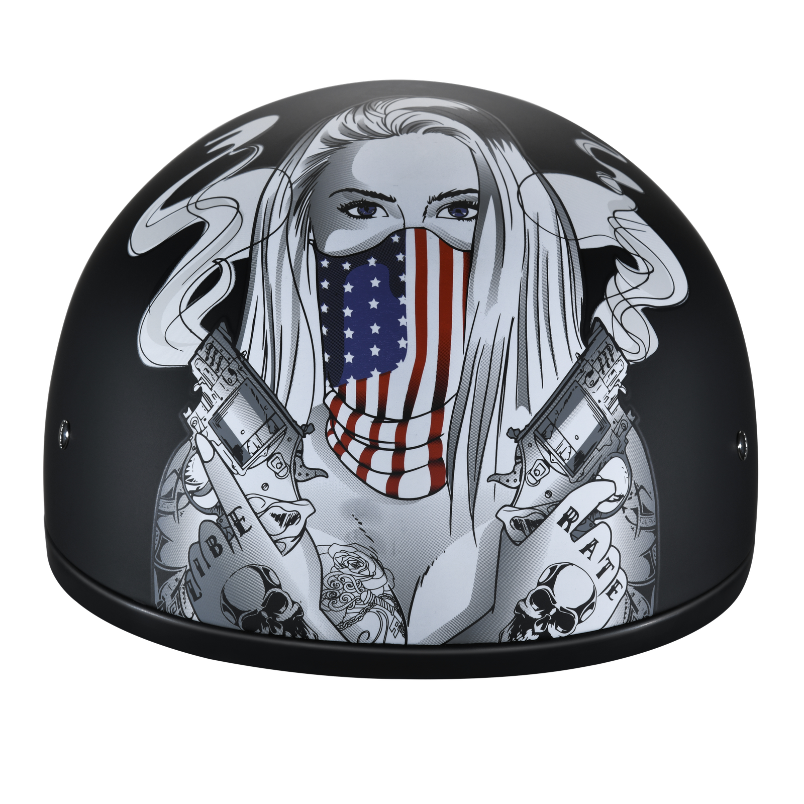 DOT Motorcycle Helmet - Make 'Em Pay - Guns - Shorty - D6-MP-DH