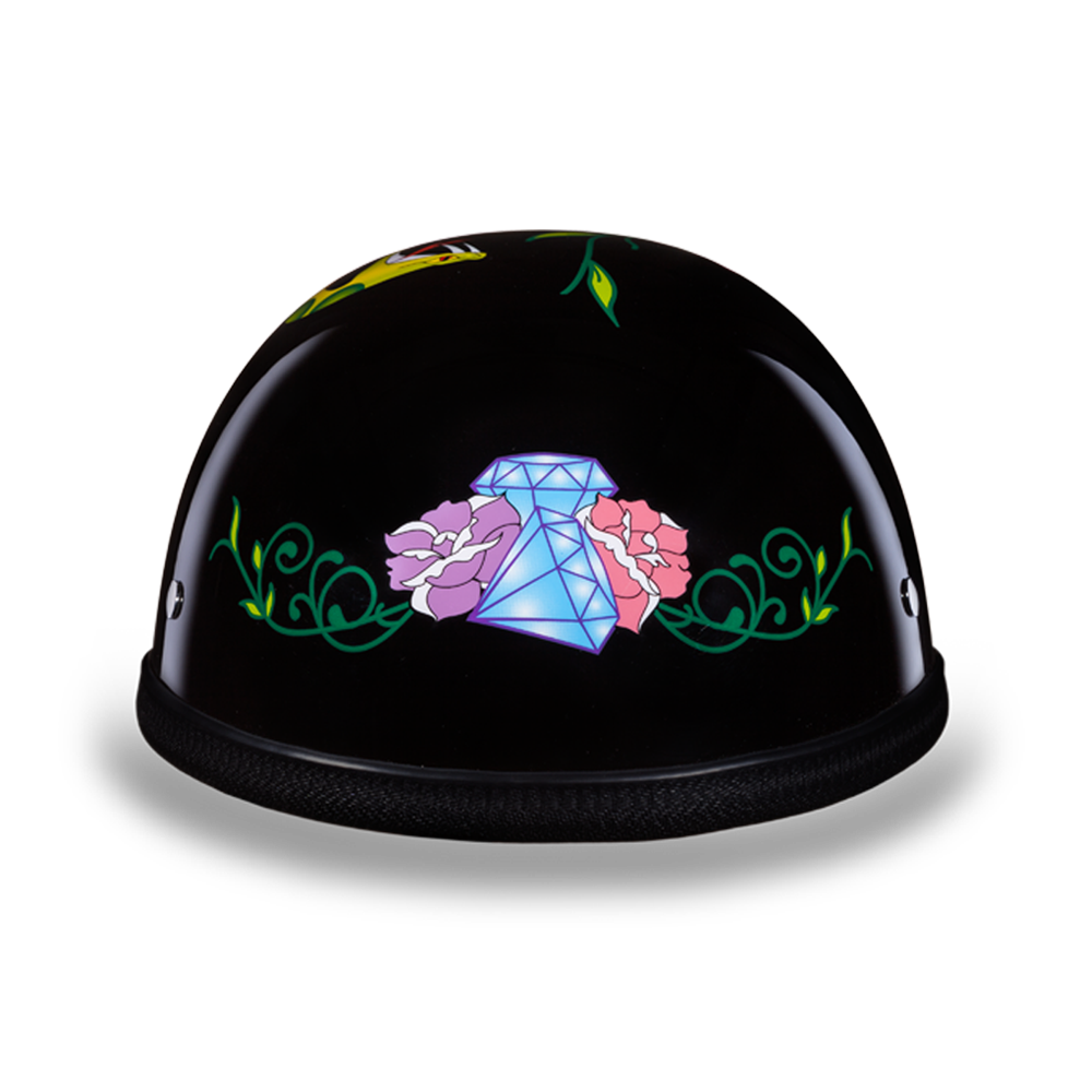 Novelty Motorcycle Helmet - Diamond Sugar Skull - Eagle Shorty - 6002DS-DH