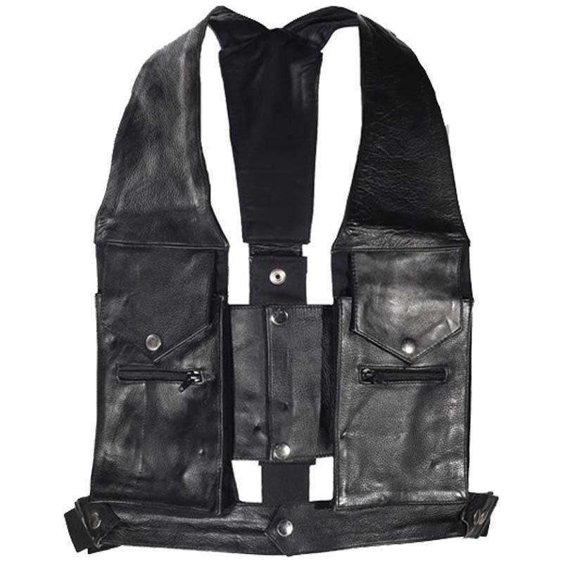 Cowhide Leather Commando Style Pocket Vest - SKU AC1888-DL