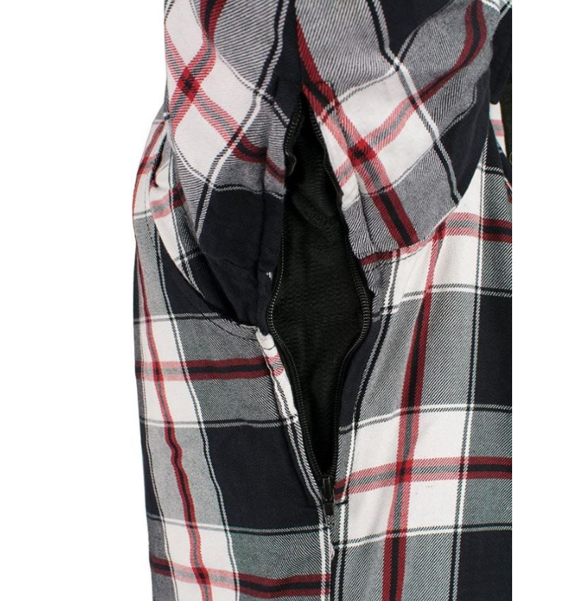 Flannel Motorcycle Shirt - Men's - Armor - Up To Size 5XL - Red White Black Plaid - SHR14-CC-DL