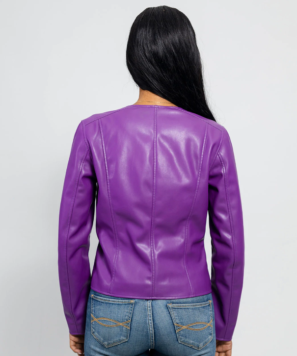 Vegan Leather Motorcycle Jacket - Women's - Purple - Violet - WBL-1006VGL-FM