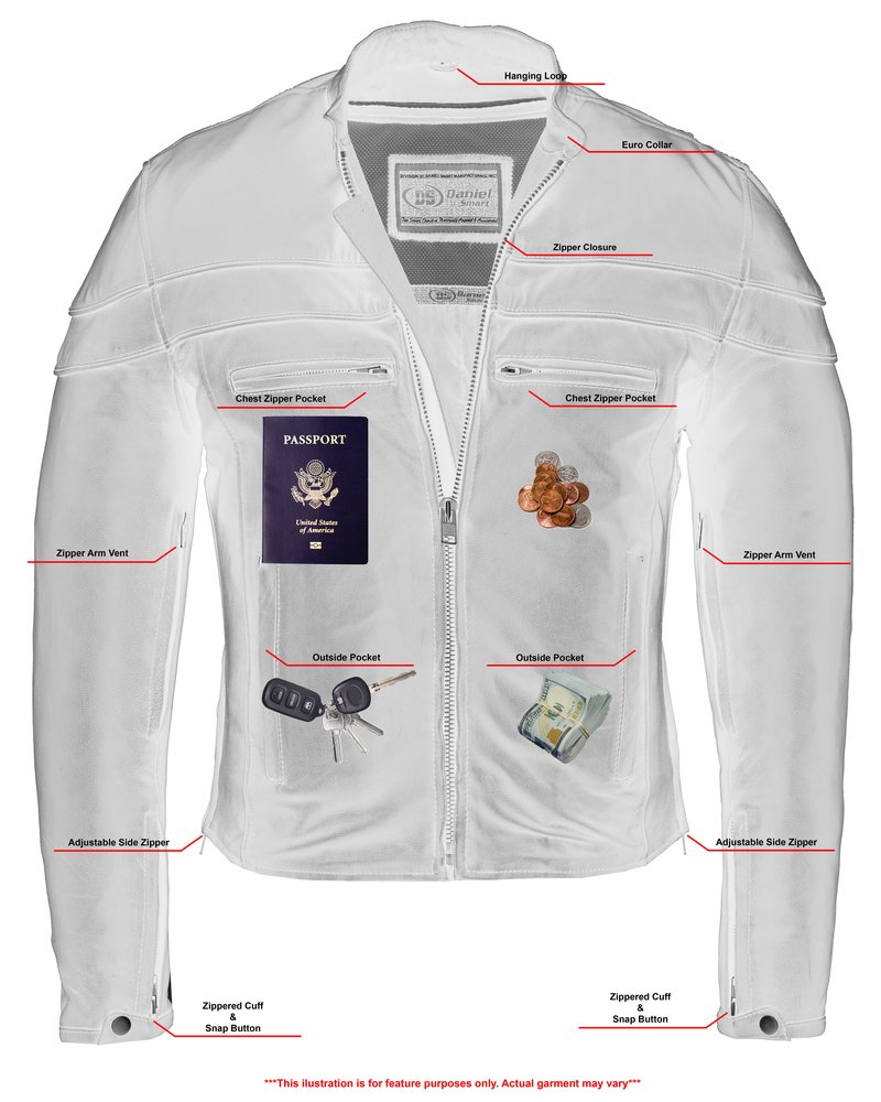 Leather Motorcycle Jacket - Men's - Biker - Up To 8XL - Racer - DS701-DS
