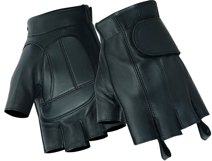 Men's Premium Fingerless Tough Deer Skin Leather Biker Gloves - SKU DS96-DS