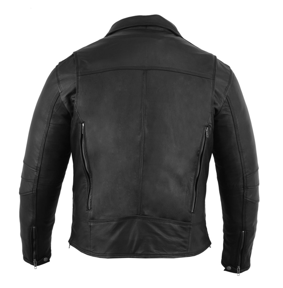 Leather Biker Jacket - Men's - Modern - Longer - Beltless - DS794-DS