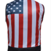 Leather Motorcycle Vest - Men's - Up To 8XL - USA Flag Liner - 6665-USA-UN