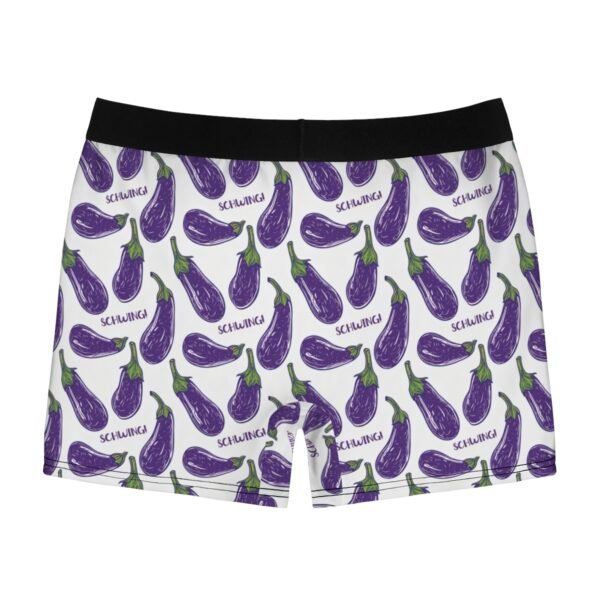 Doodle Eggplant Emoji - Purple Green on White - Text Schwing - Men's Boxer Briefs