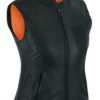 Leather Vest - Women's - Concealed Gun Pockets - Racer Collar - LV8528-07-DL