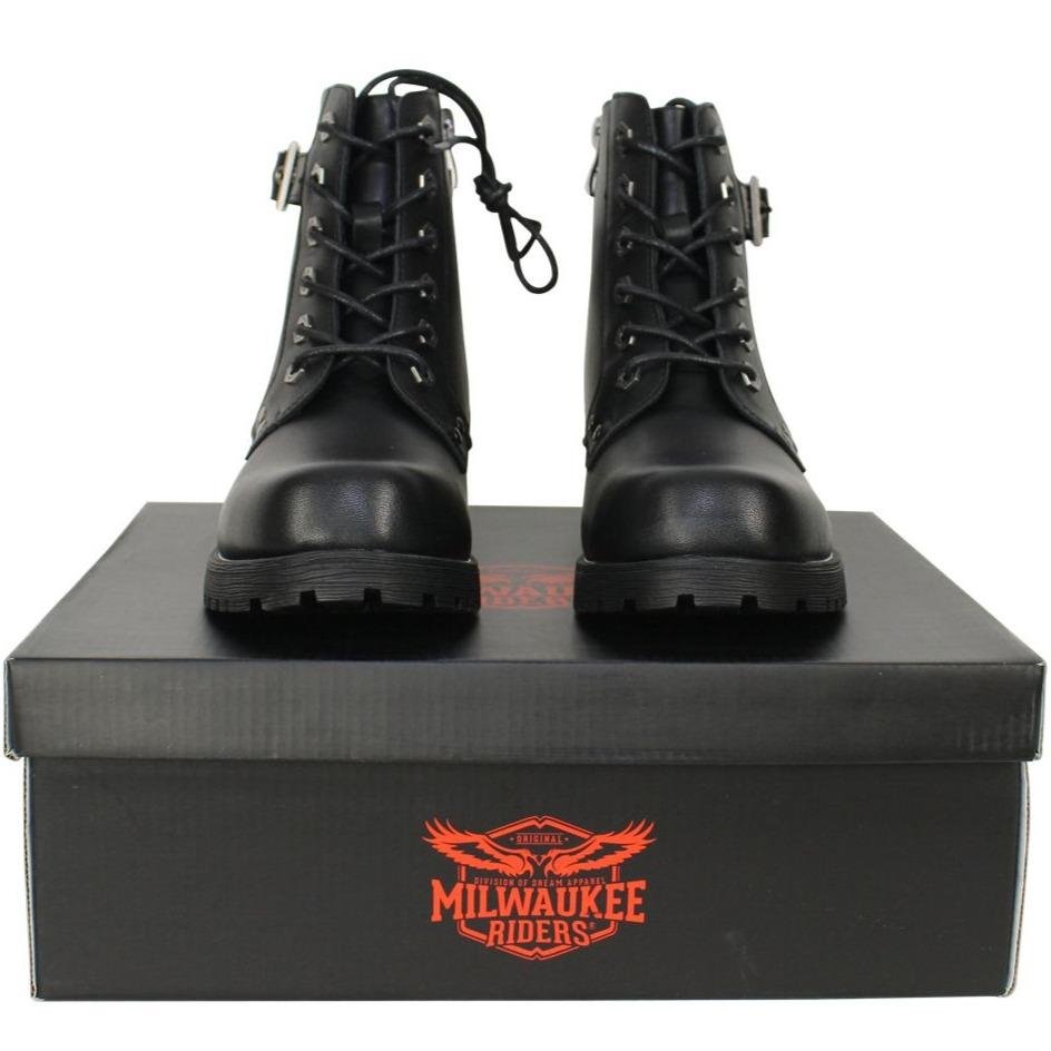 Women's Motorcycle Boots - 6 Eyes and Side Zipper - MR-BTL7000-DL