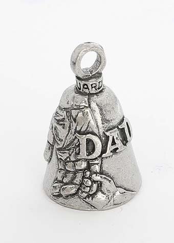 Dad Holding Child's Hand -  Pewter - Motorcycle Guardian Bell - Made In USA - GB-DAD-DS