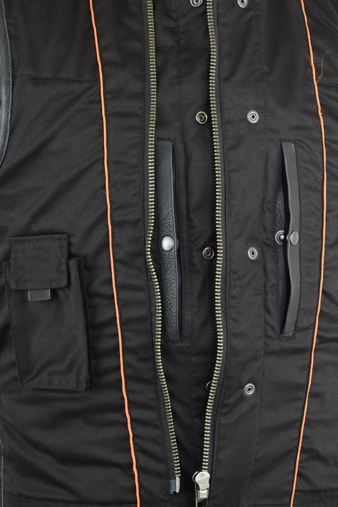 Leather Motorcycle Vest - Men's - Gun Pockets - 10" Zipper - Up To 12XL - RC187-DS